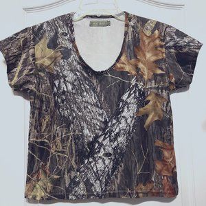 Hatchie Botttom Camo Cropped Women's Top-Short Sleeve-Size Small-Hunting-River